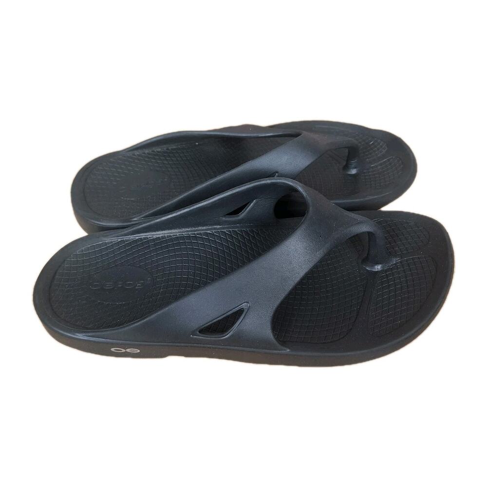 OOFOS Original Recovery Sandals Black Thong Flip Flops Men's 10 Women's 12 EU 43 - Picture 2 of 6